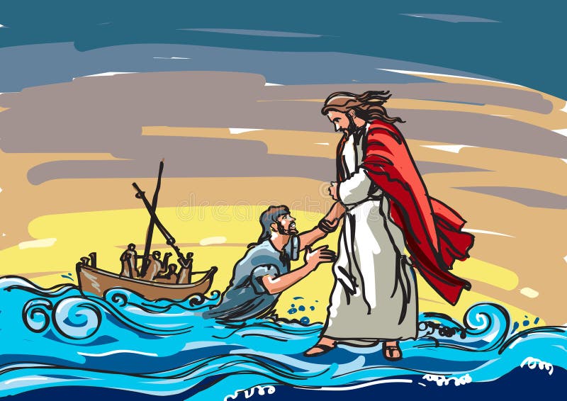 Jesus walking water stock illustrations â jesus walking water stock illustrations vectors clipart