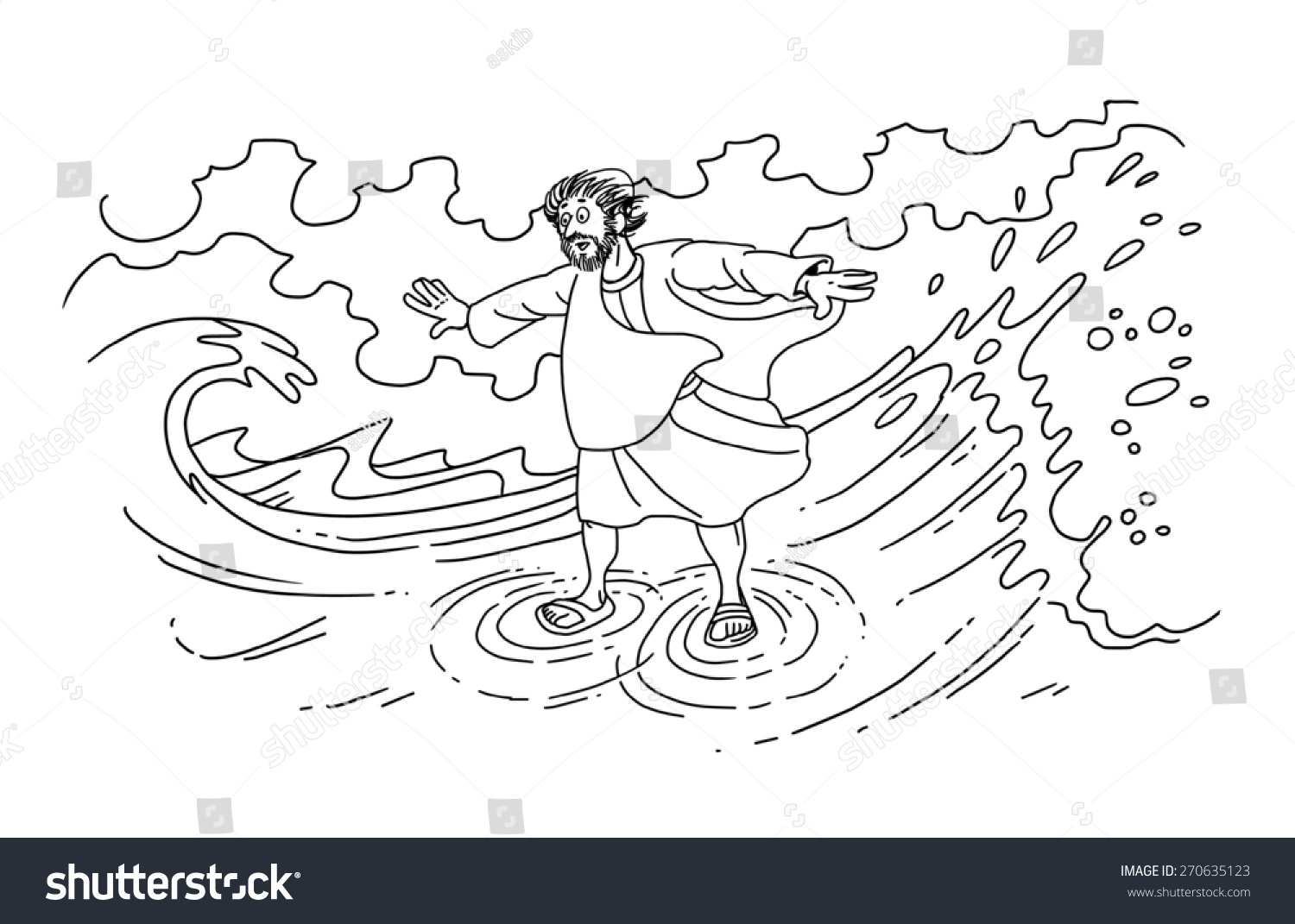 Peter walking on water stock illustration