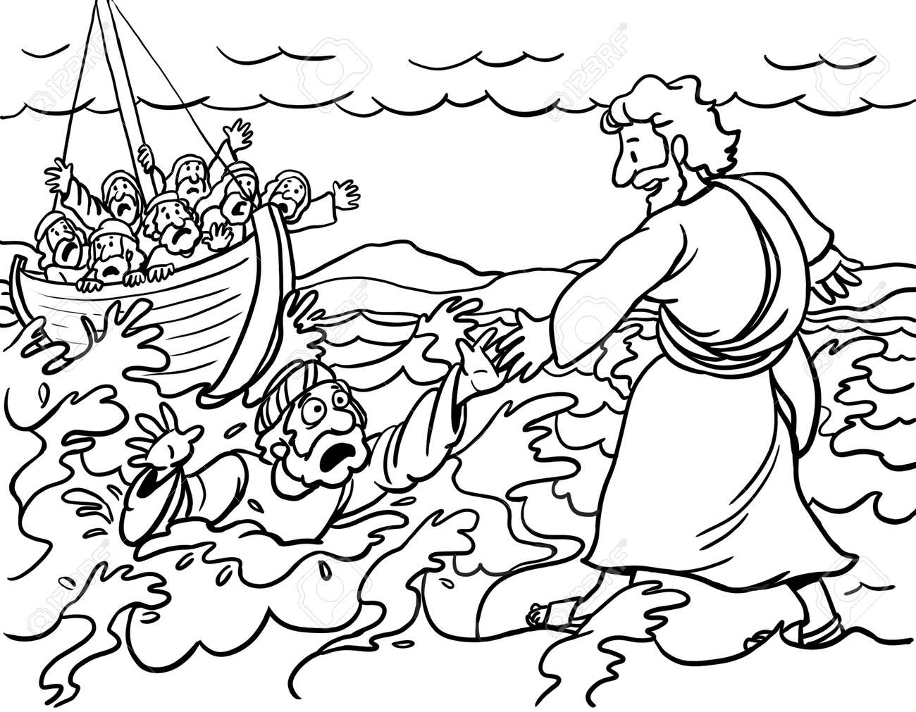 Jesus walks on the water with peter stock photo picture and royalty free image image