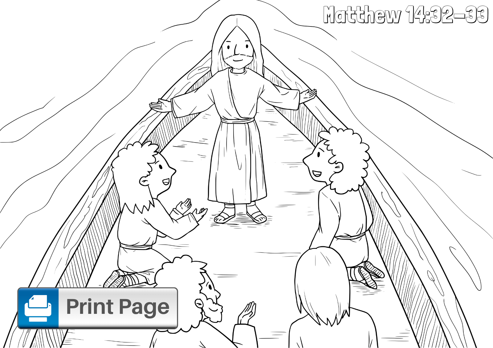 Free jesus walks on water coloring pages for kids â connectus