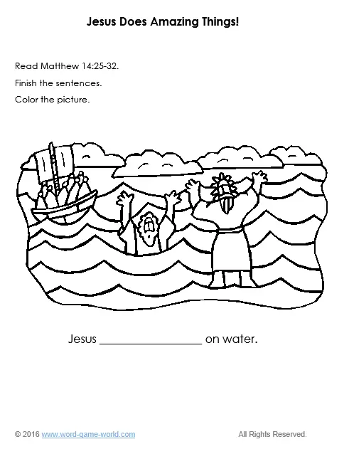 Bible coloring pages for kids jesus does amazing things
