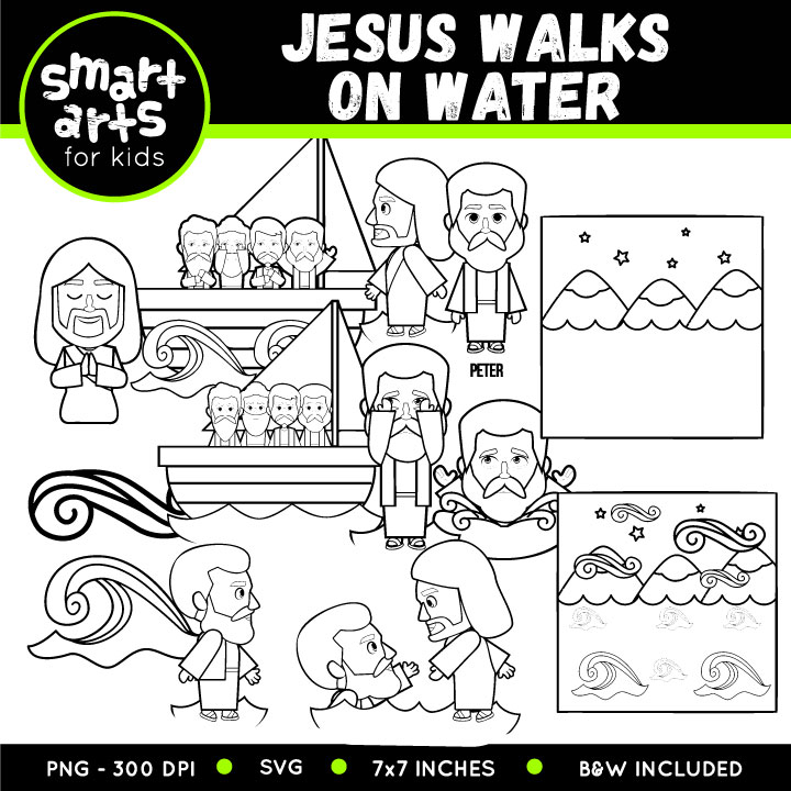 Jesus walks on water clip art