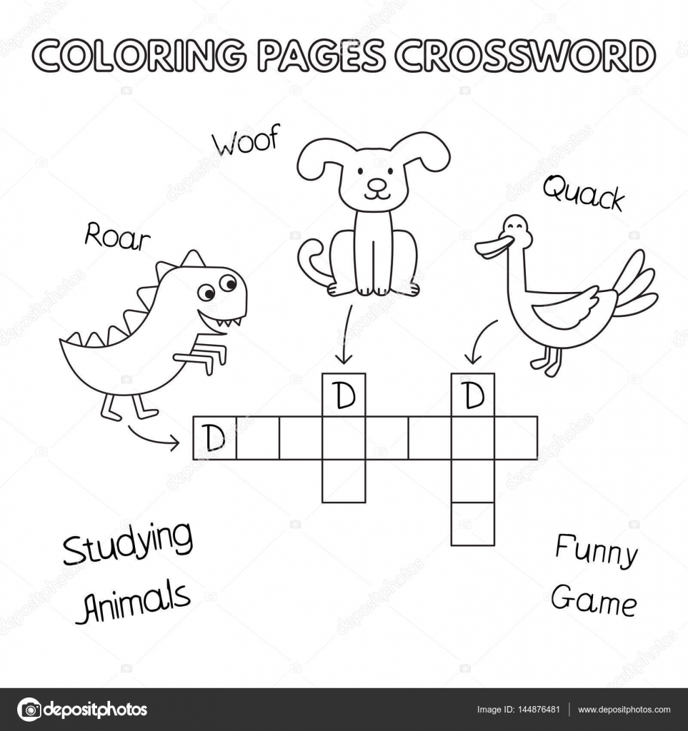 Funny animals coloring book crossword stock vector by romanvolkov