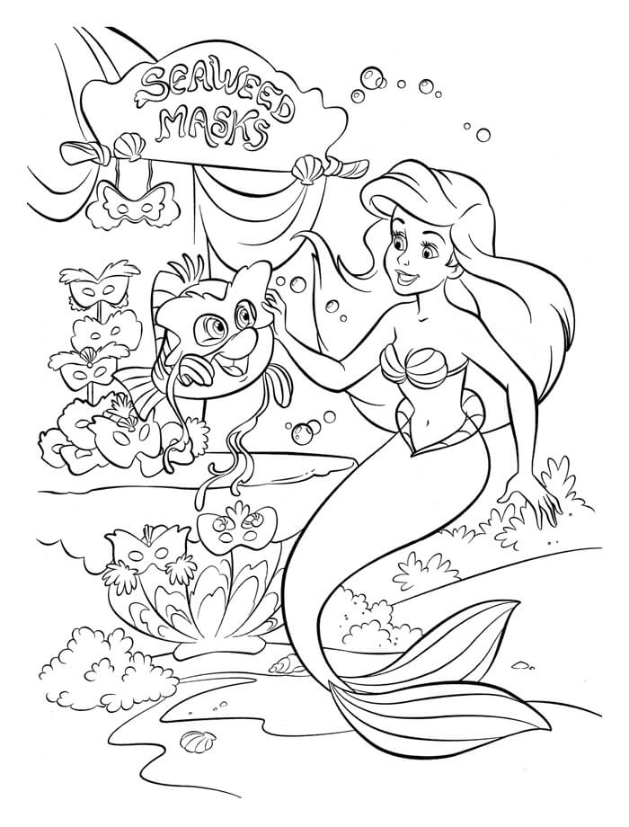 Ariel y el pez en el carnaval para colorear imprimir e dibujar â