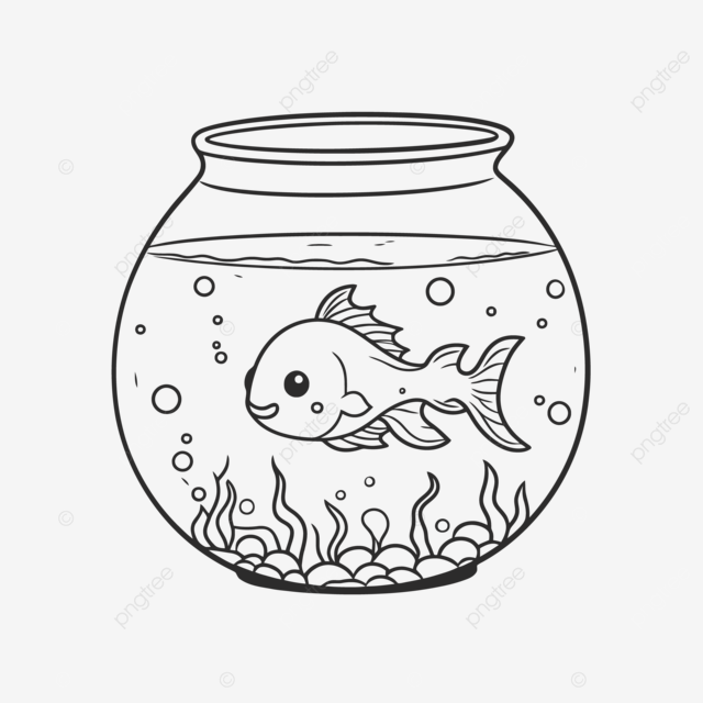 Pcado en un tazãn para colorear dibujo de quema de pãgina vector png dibujo de acuario contorno del acuario bosquejo del acuario png y vector para dcargar gratis