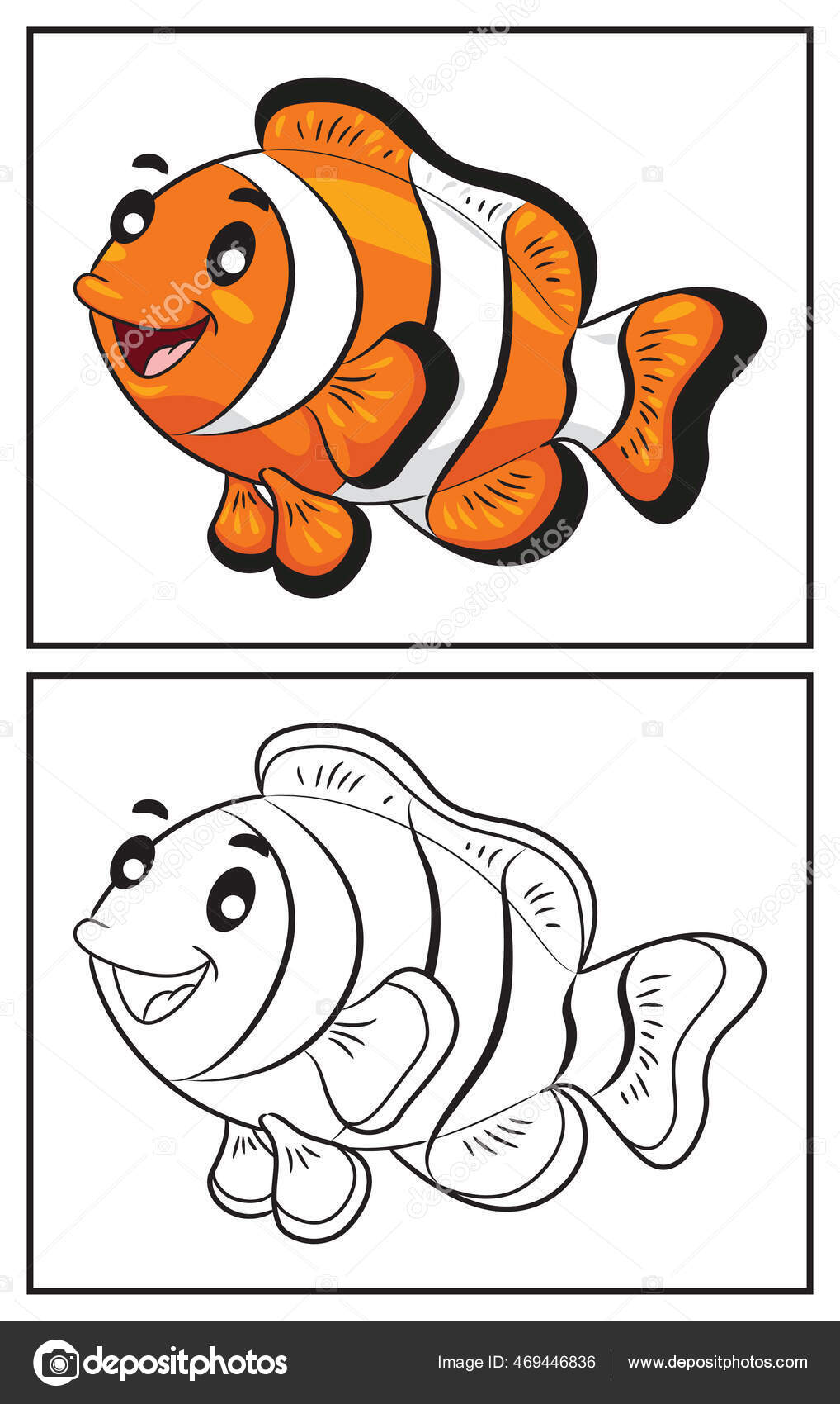 Libro para colorear lindo pez payaso pãgina para colorear personaje vector de stock por rubynurbaidi