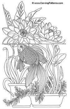 Peacock coloring pages goldfish art sea quilt
