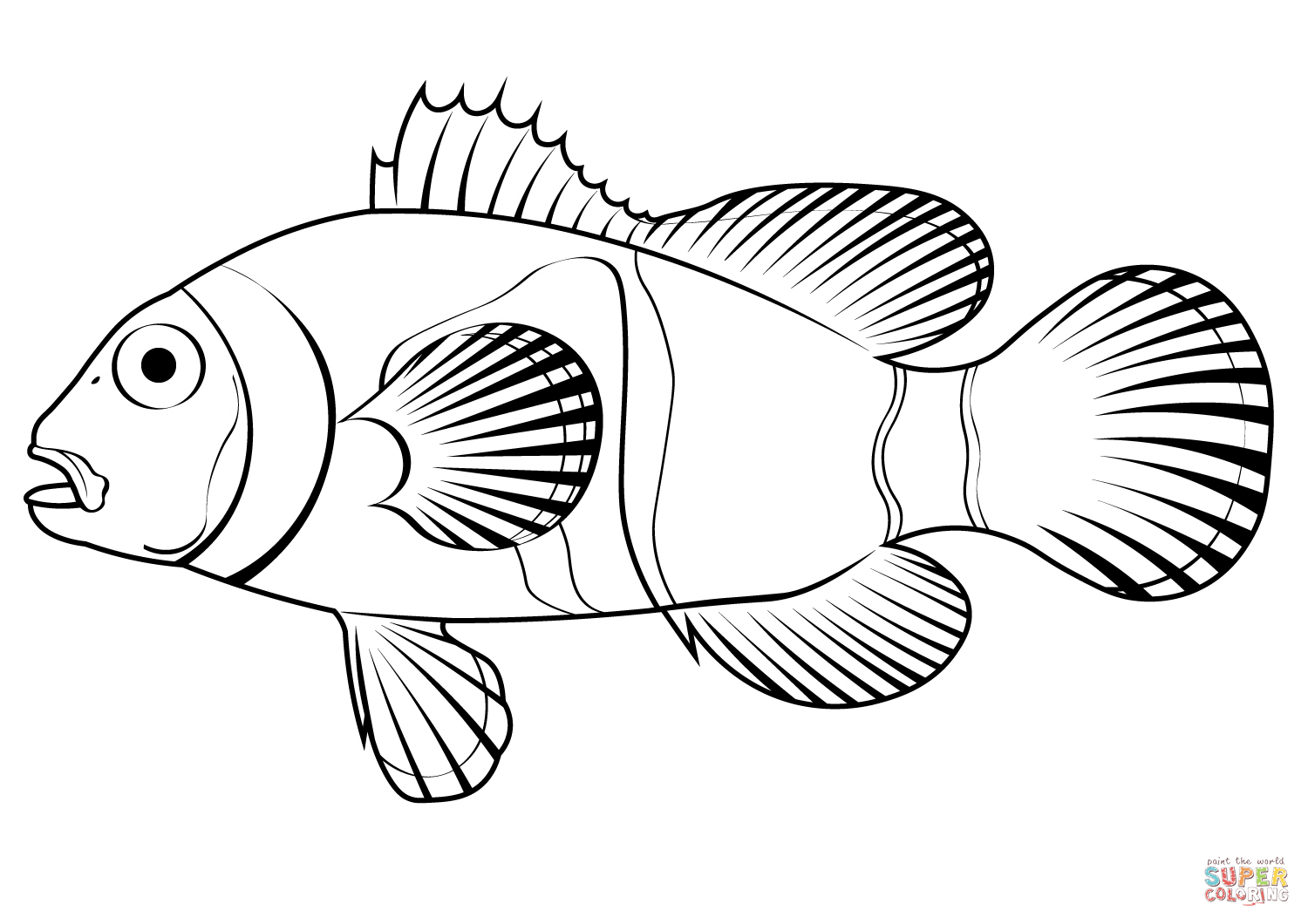 Orange clownfish amphiprion percula coloring page free printable coloring pages