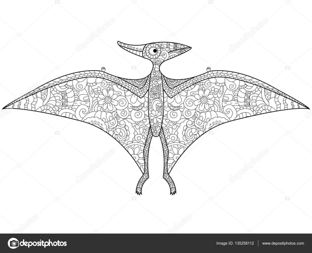 Pterodãctilo dragãn para colorear vector para adultos vector de stock por toricheksgmail