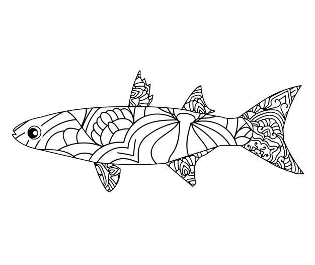 Mandala animal del ocãano para colorear pãginas para niãos y adultos premium vector vector premium