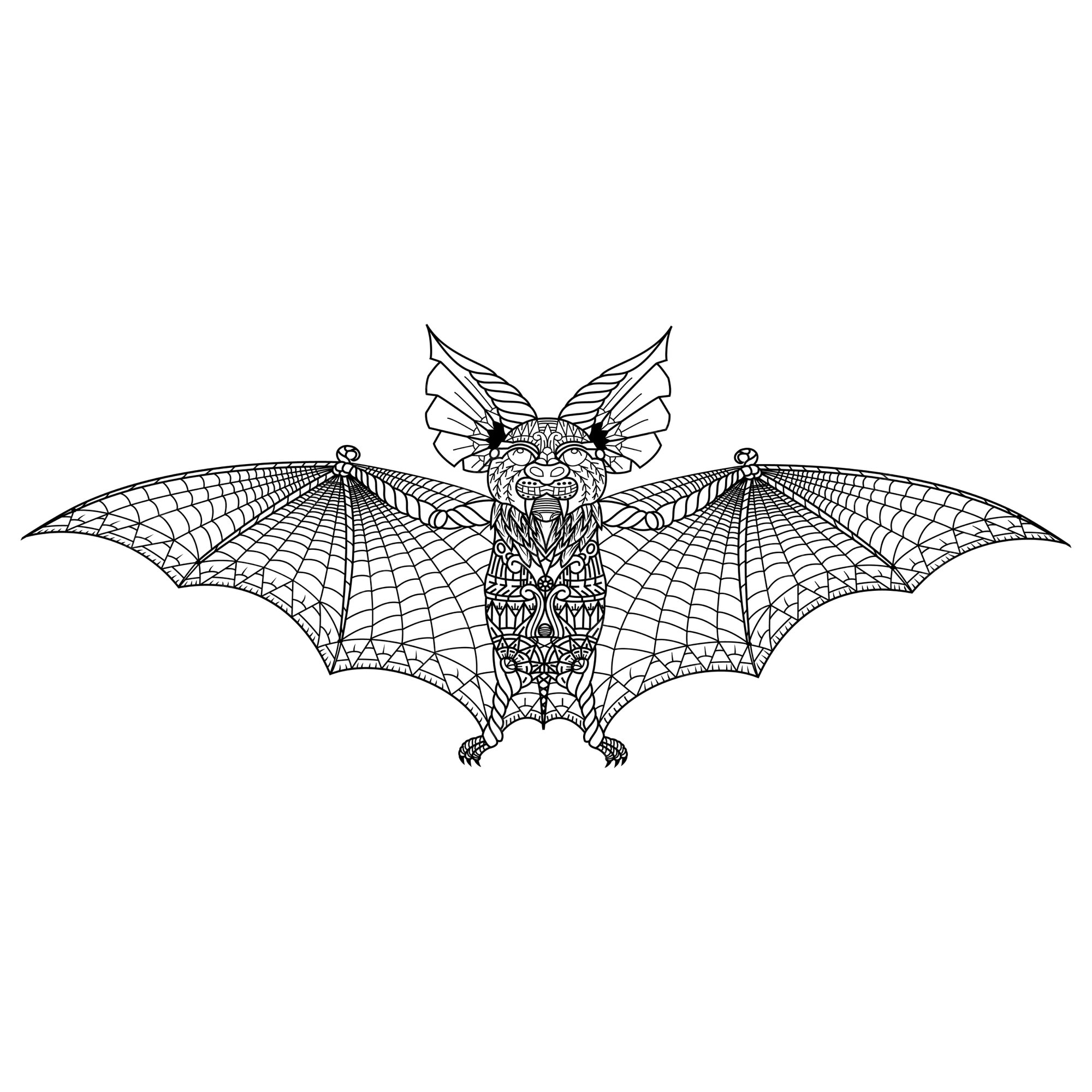 Dibujado a mano de murciãlago en tilo zentangle vector premium