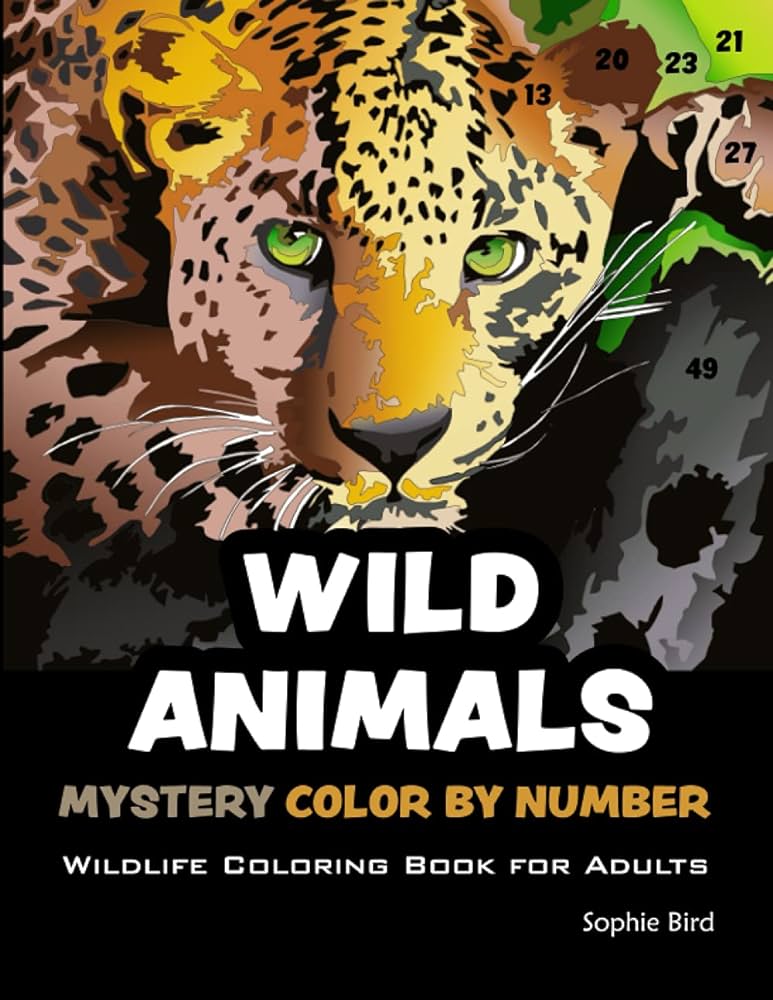 Animales salvajes color misterio por nãºmero libro para colorear de vida silvestre para adultos animales artãsticos de fondo negro y maravillas por nãºmeros marcadores o lãpices de colores bird