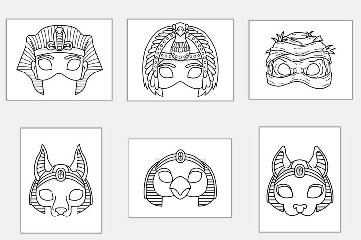 Ancient egypt masks template pharaoh cleopatra mummy horus anubis bast crafting kid party favor printable party printable instant download