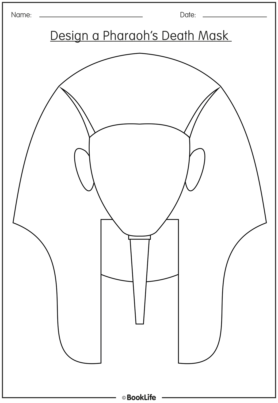 Free activity sheet design a pharaohs death mask