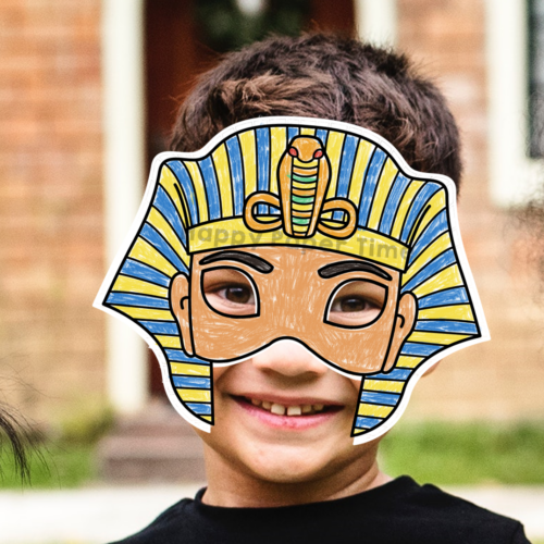 Pharaoh paper mask printable ancient egypt coloring craft activity costume made by teachers