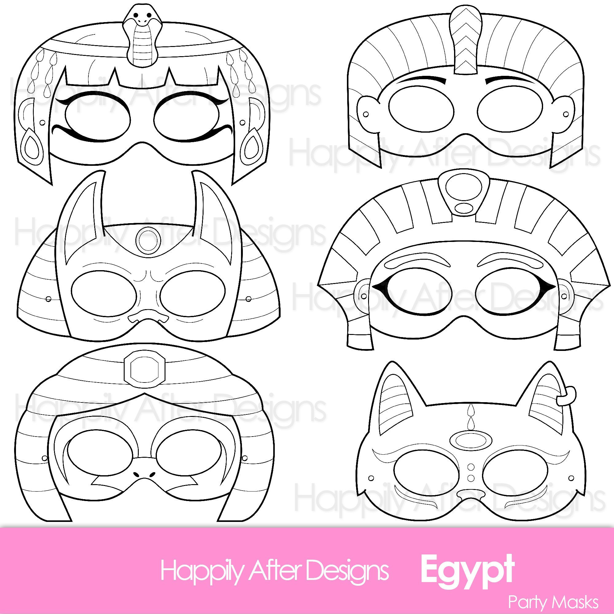 Egyptian printable coloring masks cleopatra mask anubis mask ra mask pharaoh mask sphinx mask egypt mask cat mask egyptian gods