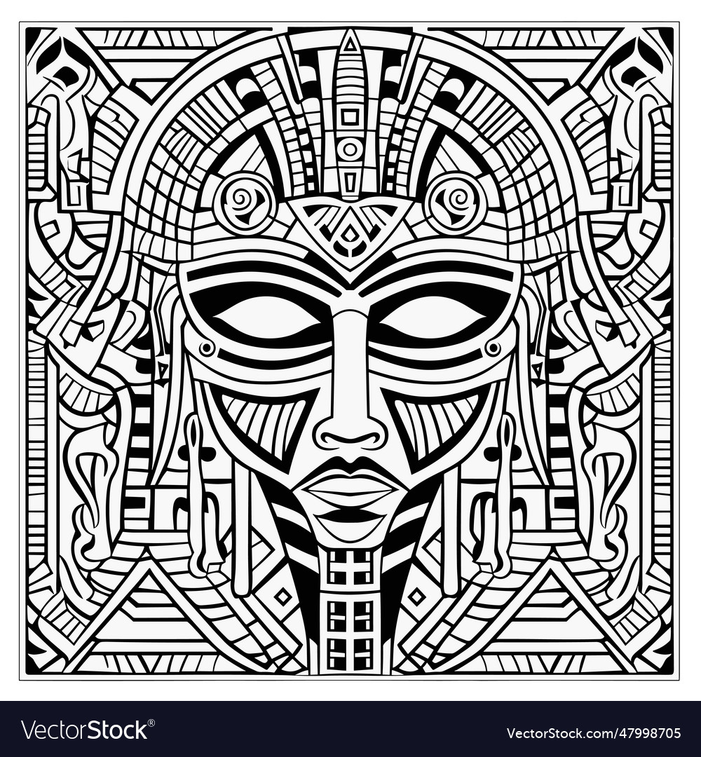 Cartoon ancient egyptian pharaoh face mask vector image
