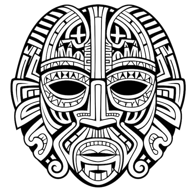 Premium vector cartoon ancient egyptian pharaoh face mask zentangle
