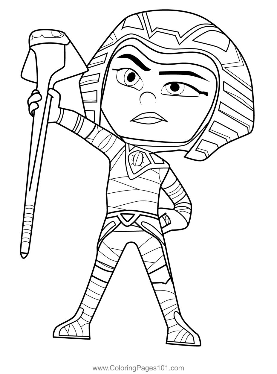 Pharaoh boy pj mask coloring page for kids