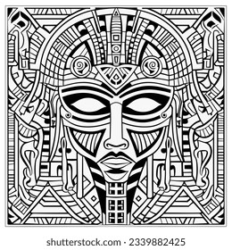 Cartoon ancient egyptian pharaoh face mask stock illustration