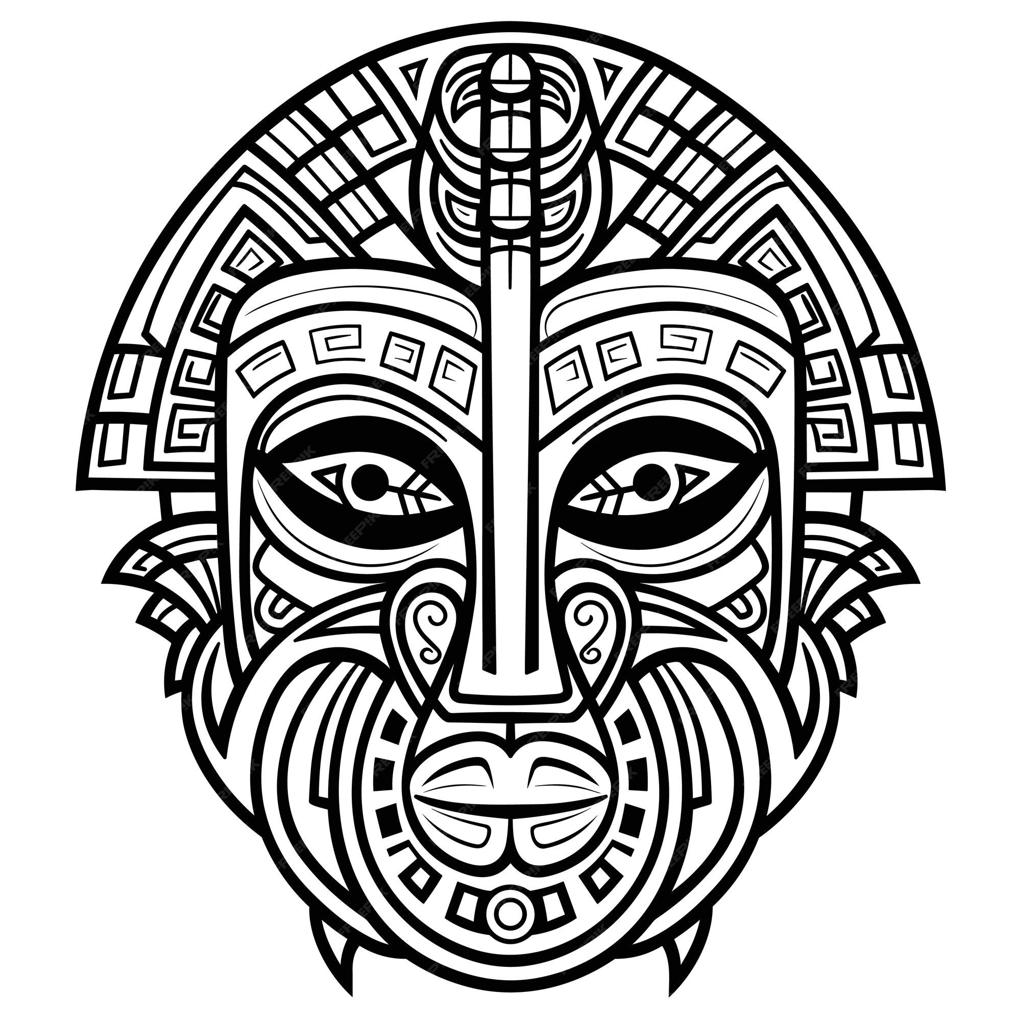 Premium vector cartoon ancient egyptian pharaoh face mask zentangle