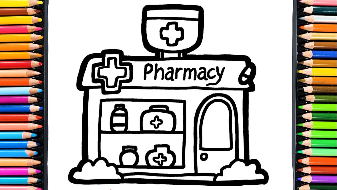 Lets learn drawing and coloring pharmacy painting for toddlers step by steppaintingcoloringbook