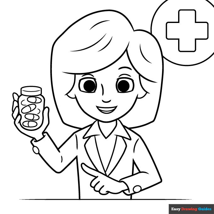 Pharmacist coloring page easy drawing guides