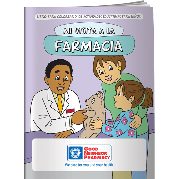 My visit to the pharmacy coloring book spanish
