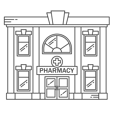 Premium vector pharmacy building outline drug store