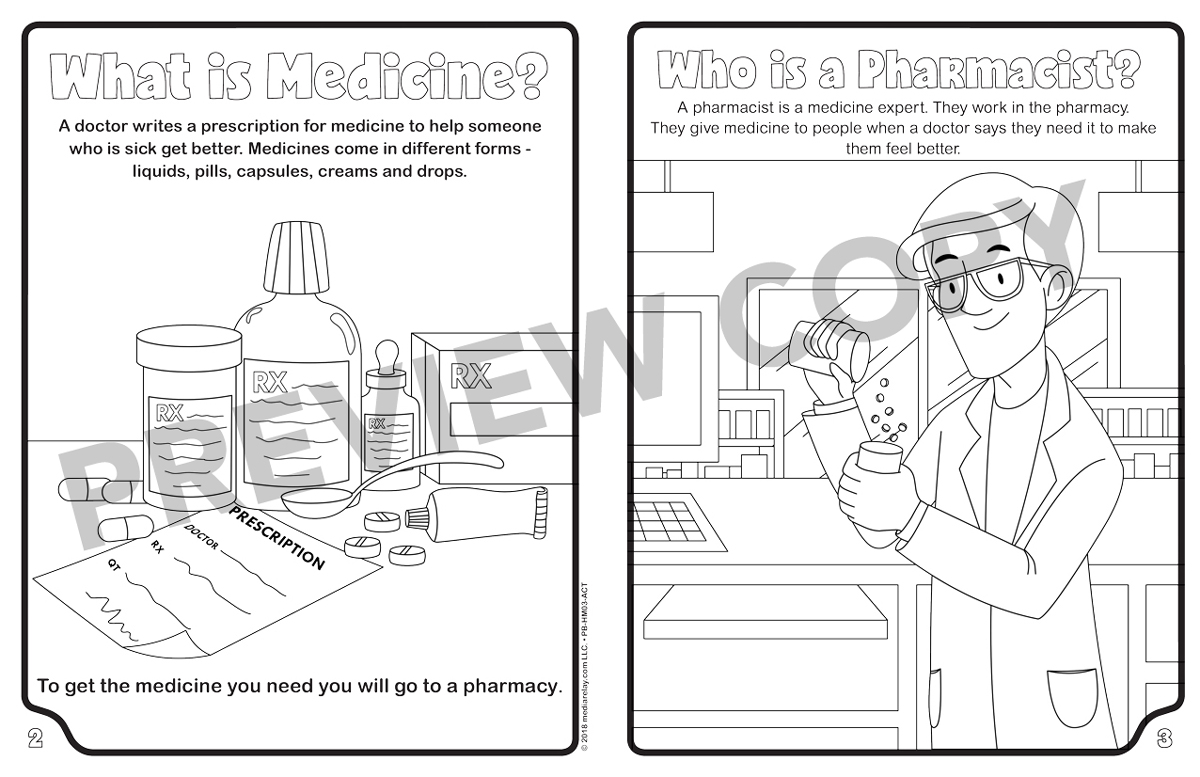 A trip to the pharmacy learning coloring activity books