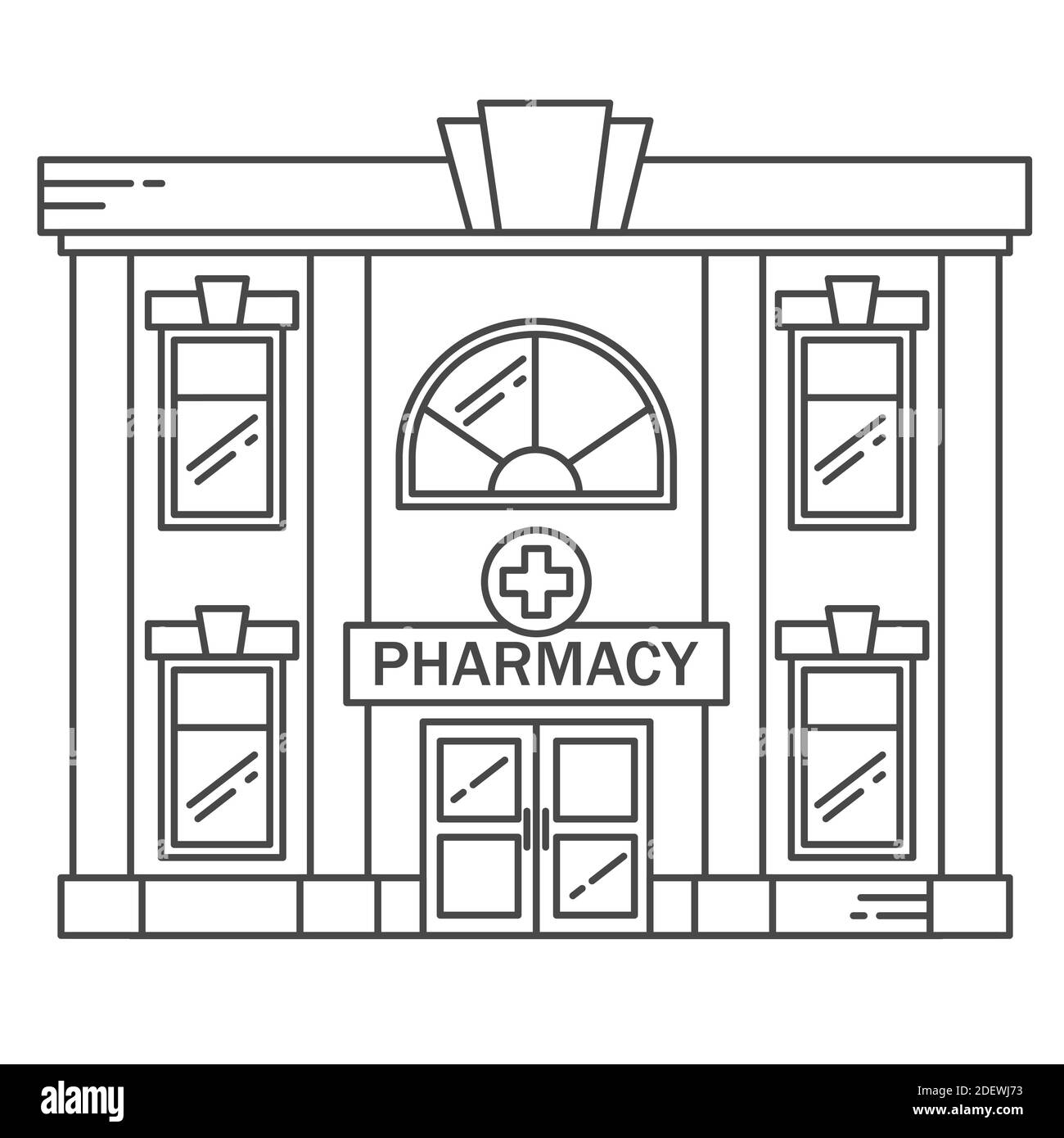 Pharmacy building line medicine concept the architectural form can be used for website design infographics vector illustration stock vector image art