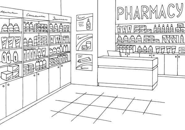 Drugstore drawing royalty