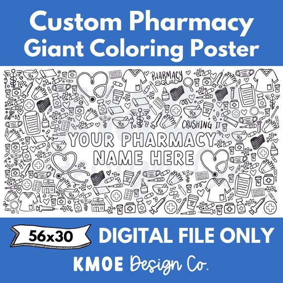Pharmacy coloring poster pharmacist medical giant coloring banner pharmacy coloring page wxh pharmacy week tech digital download