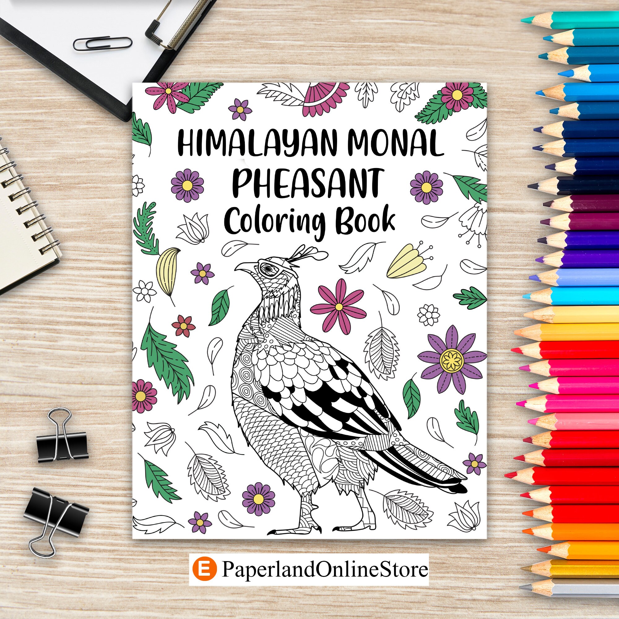 Himalayan monal pheasant coloring book phasianidae impeyan painting page animal mandala coloring pages stress relief zentangle picture