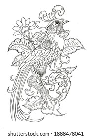 Stock beautiful pattern fantasy pheasant coloring stock illustration