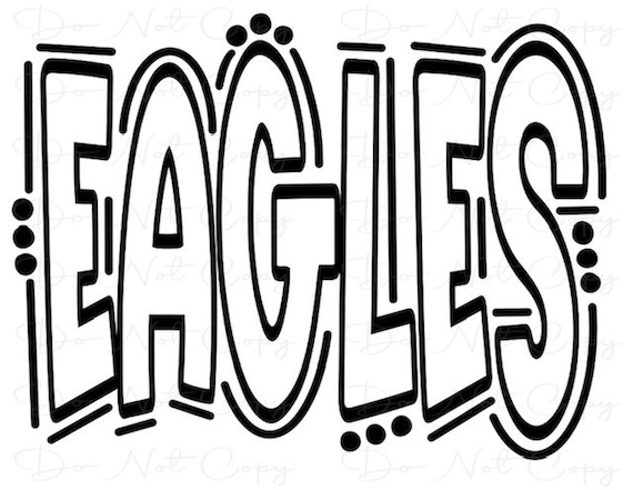 Eagles doodle word sublimation png and svg digital artwork clip art download now