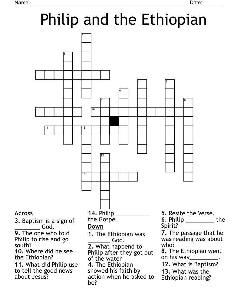 Philip and the ethiopian crossword