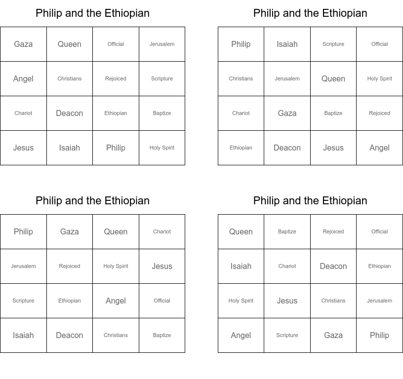 Similar to philip and the ethipian word search