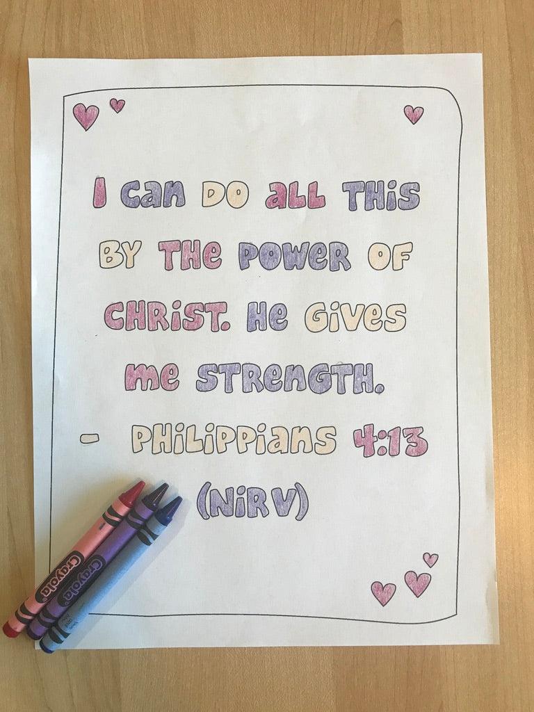 Philippians bible verse coloring page
