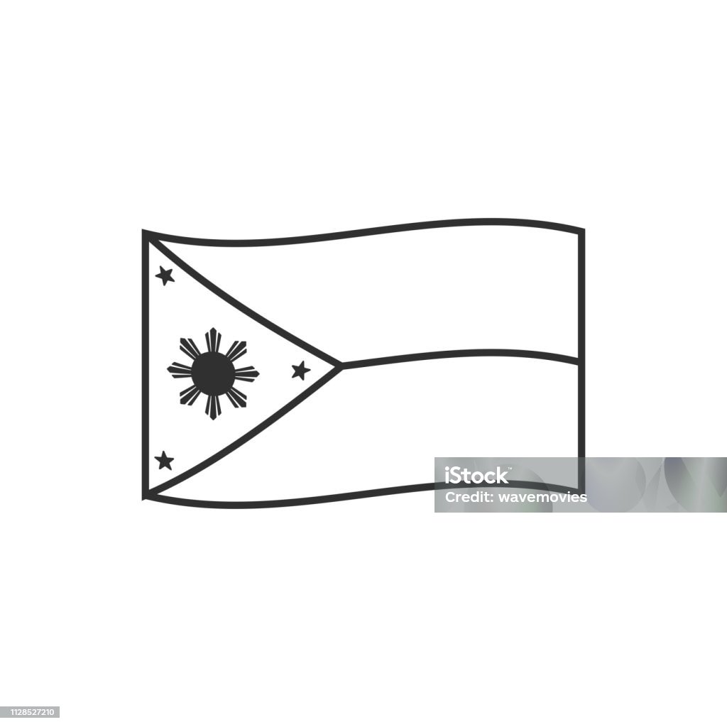 Philippines flag icon in black outline flat design stock illustration