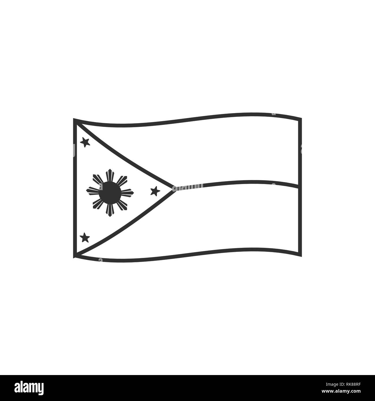 Philippines flag icon in black outline flat design independence day or national day holiday concept stock vector image art