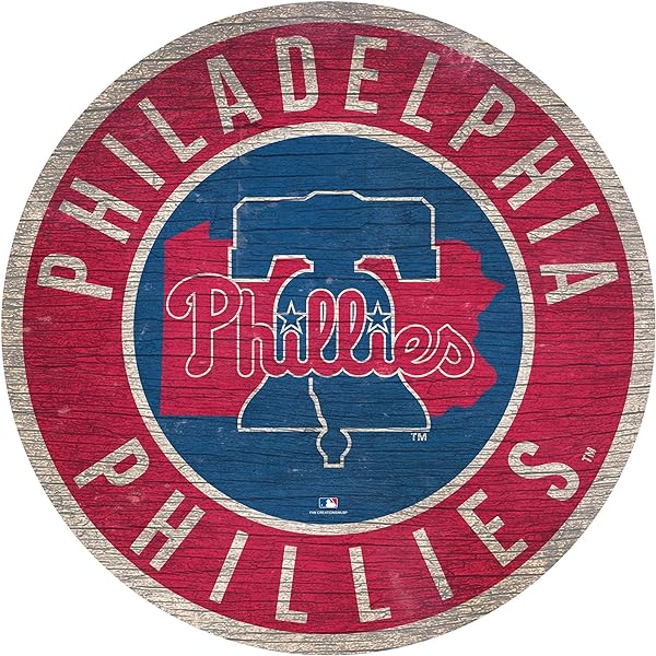 Gameday novelties phillies circle with state and team logo wood sign sports outdoors