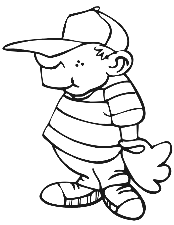 Printable baseball player coloring page chubby boy