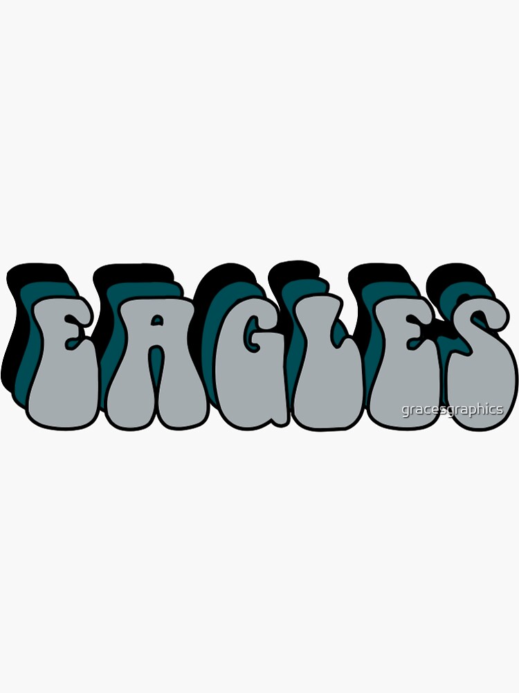 Philadelphia eagles three color bubble letters sticker for sale by gracesgraphics