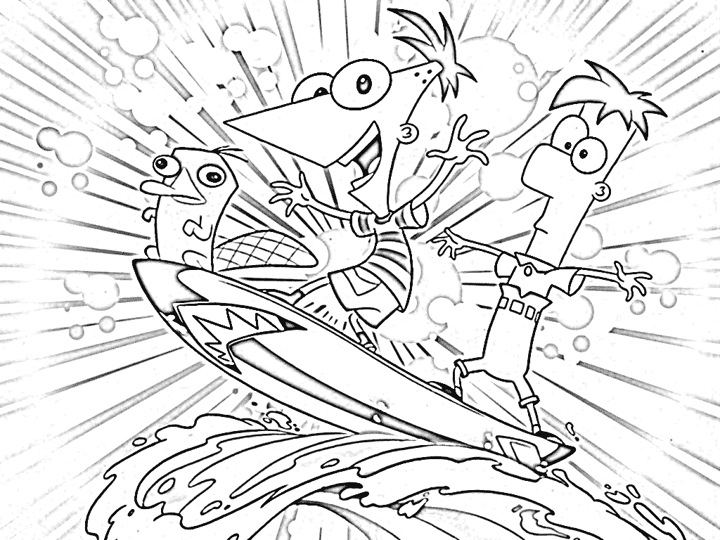 Free printable phineas and ferb coloring pages for kids
