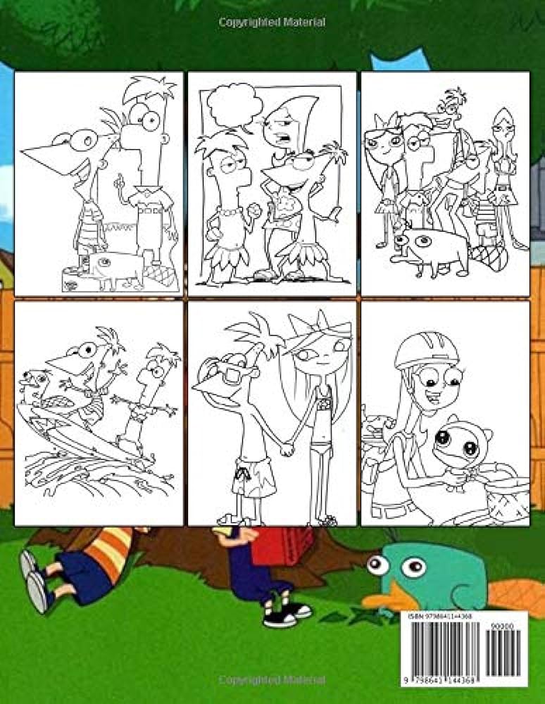 Phineas and ferb coloring book featuring candace agent p dr doofenshmirtz and other favorite characters from the hit show almen arden books