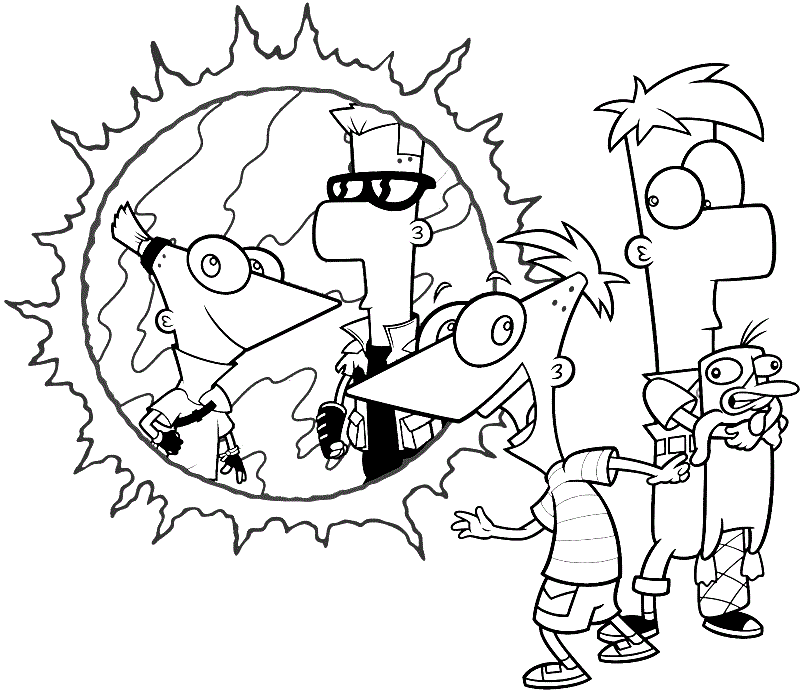 Free printable phineas and ferb coloring page