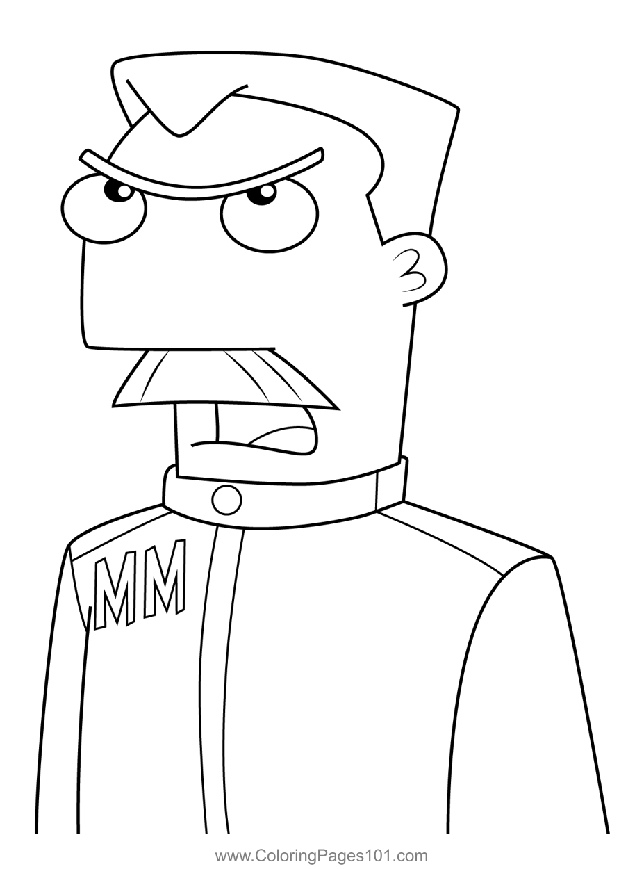 Major francis monogram angry phineas and ferb coloring page for kids