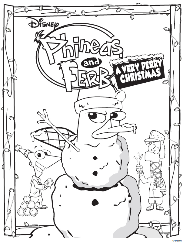 Phineas ferb very perry christmas coloring page â printables for kids â free word search puzzles coloring pages and other activities