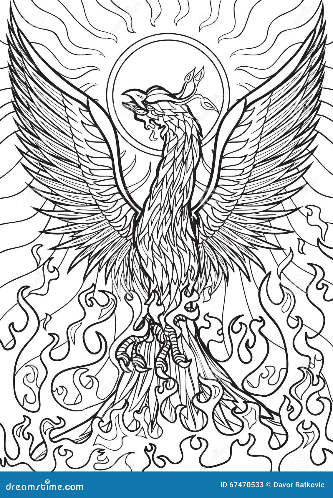 Phoenix stock vector illustration of decorative bird